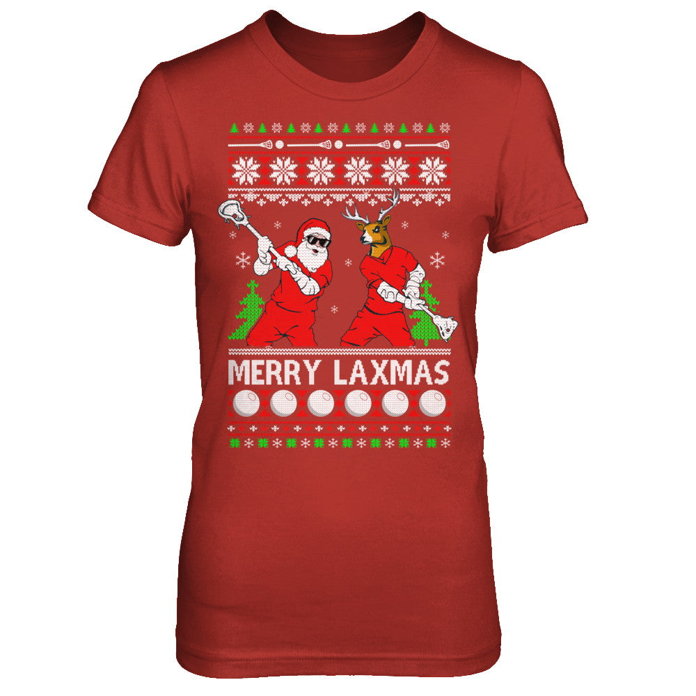 Lacrosse Santa Reindeer Merry Laxmas Ugly Christmas Sweater T-Shirt & Sweatshirt | Teecentury.com