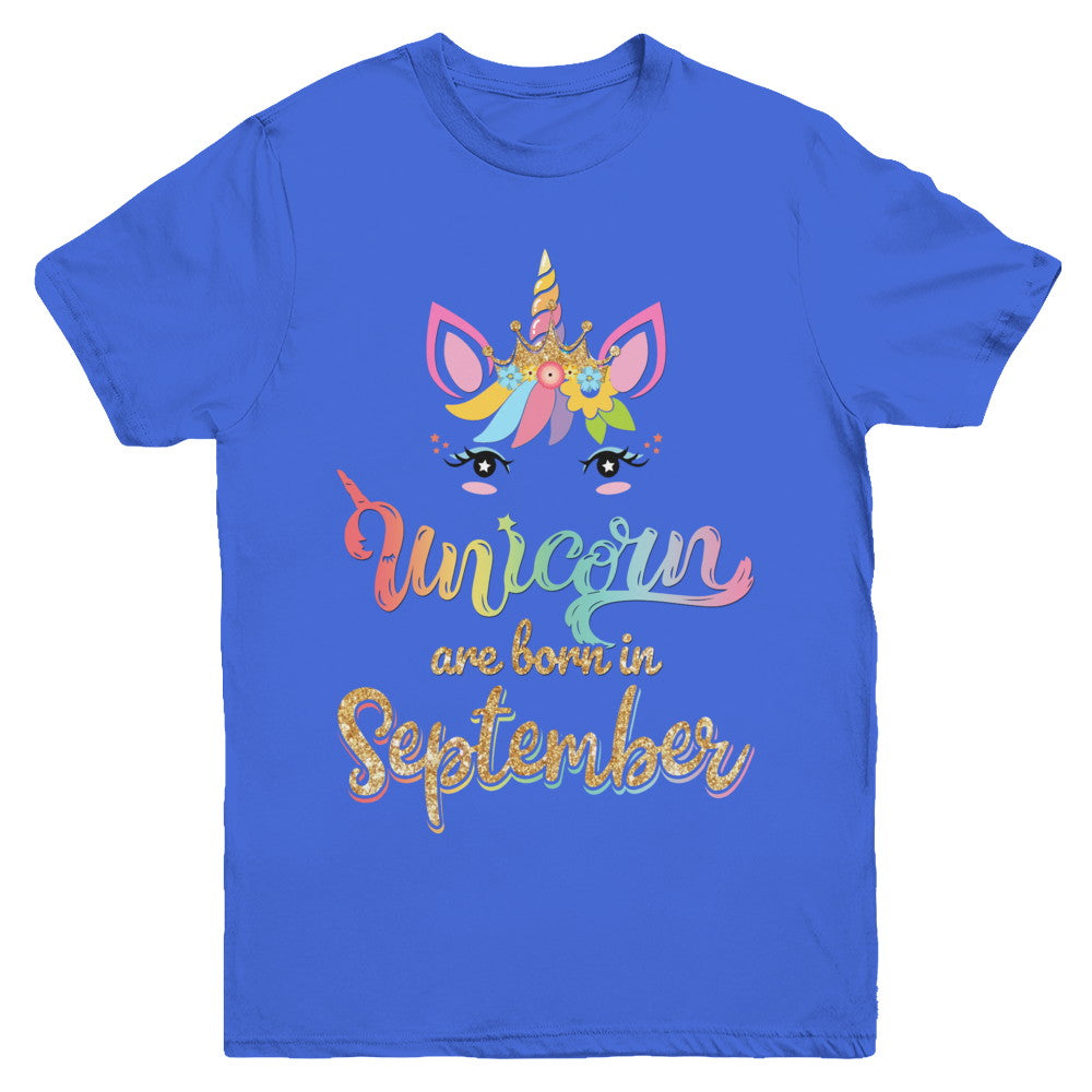 Cute Unicorns Are Born In September Birthday Gift Youth Youth Shirt | Teecentury.com