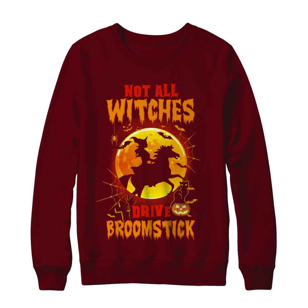 Not All Witches Drive Broom Funny Halloween Horse T-Shirt & Sweatshirt | Teecentury.com