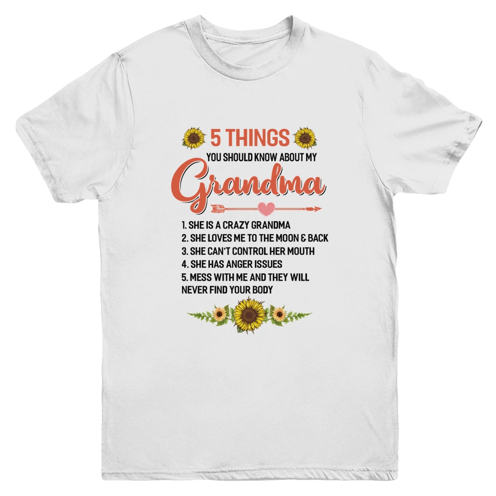5 Things You Should Know About My Grandma Youth Youth Shirt | Teecentury.com