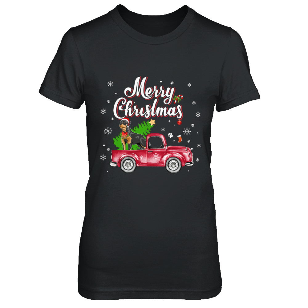 Rottweiler Rides Red Truck Christmas Pajama T-Shirt & Sweatshirt | Teecentury.com