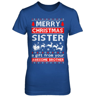 Merry Christmas Sister A Gift From Your Brother Sweater T-Shirt & Sweatshirt | Teecentury.com
