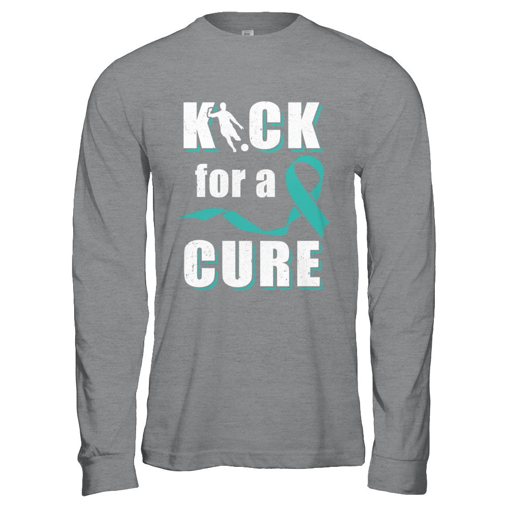 Kick For A Cure Soccer Teal Ovarian Cancer Awareness T-Shirt & Hoodie | Teecentury.com