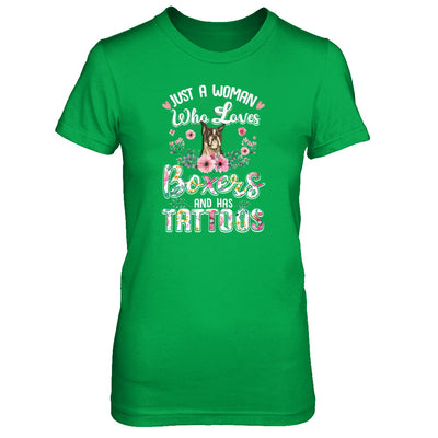 Just A Woman Who Loves Boxers And Has Tattoos T-Shirt & Tank Top | Teecentury.com