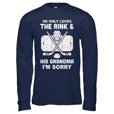 He Only Loves The Rink And His Grandma Funny Grandma Hockey T-Shirt & Hoodie | Teecentury.com