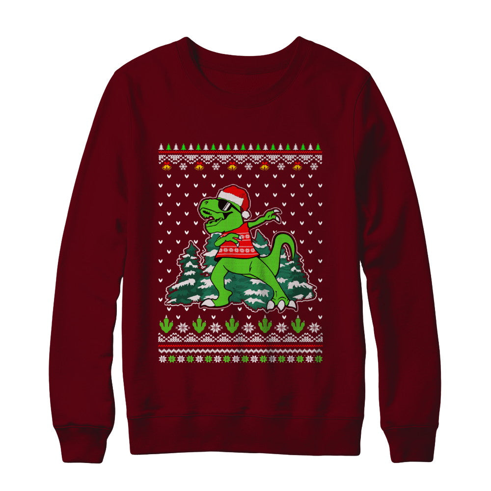 Funny Dab Dabbing Dinosaur Ugly Christmas Sweater Xmas T-Shirt & Sweatshirt | Teecentury.com