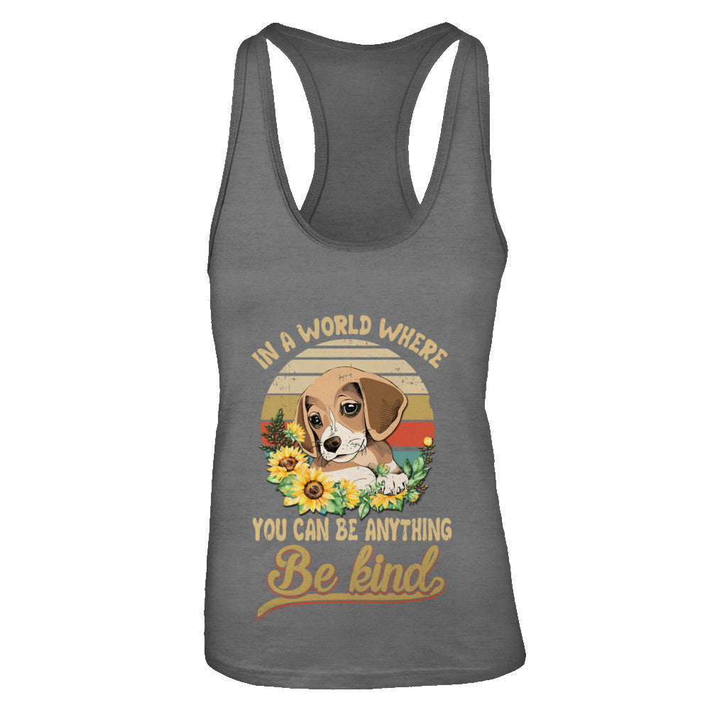 In A World Where You Can Be Anything Be Kind Beagle Sunflow T-Shirt & Tank Top | Teecentury.com