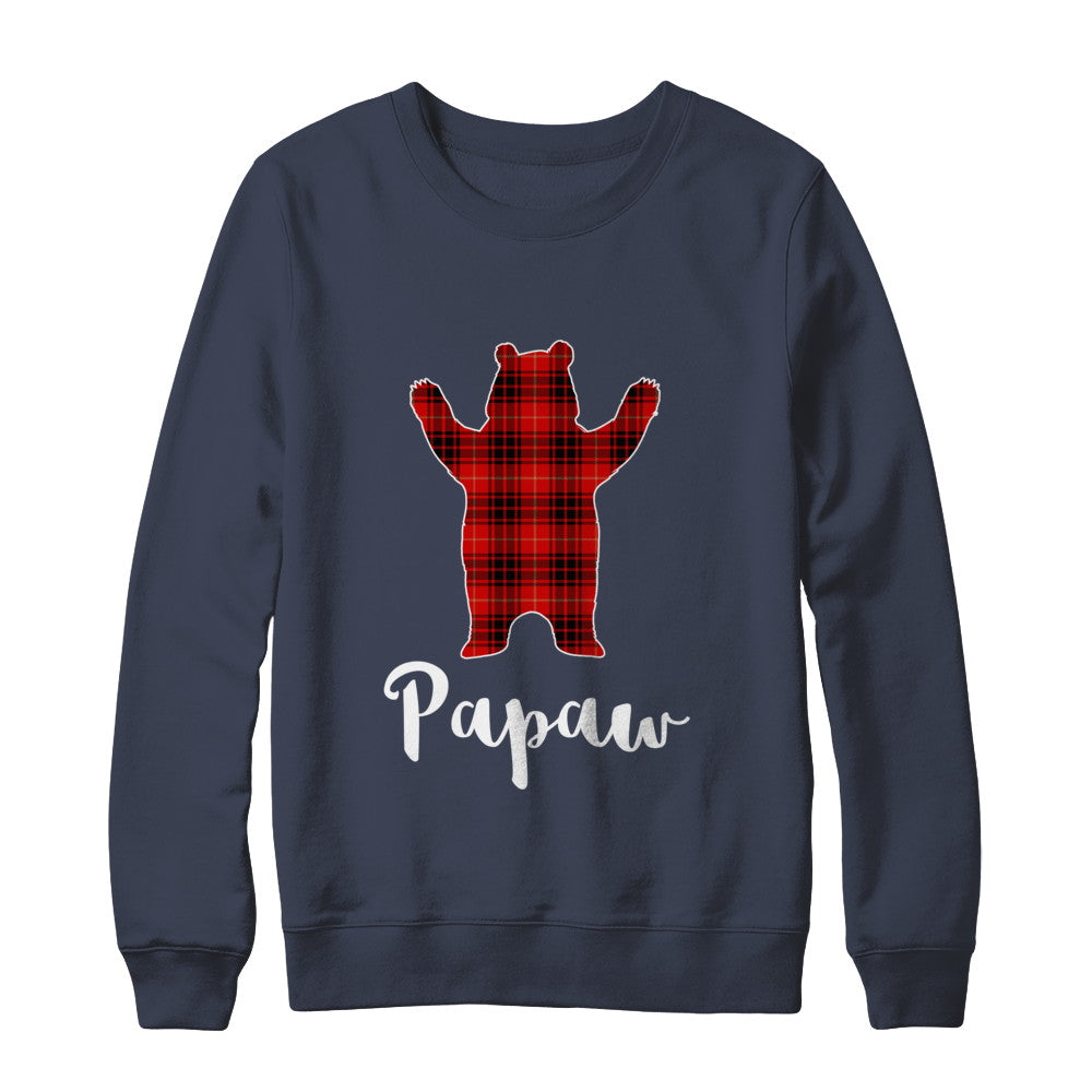 Red PaPaw Bear Buffalo Plaid Family Christmas Pajamas T-Shirt & Sweatshirt | Teecentury.com