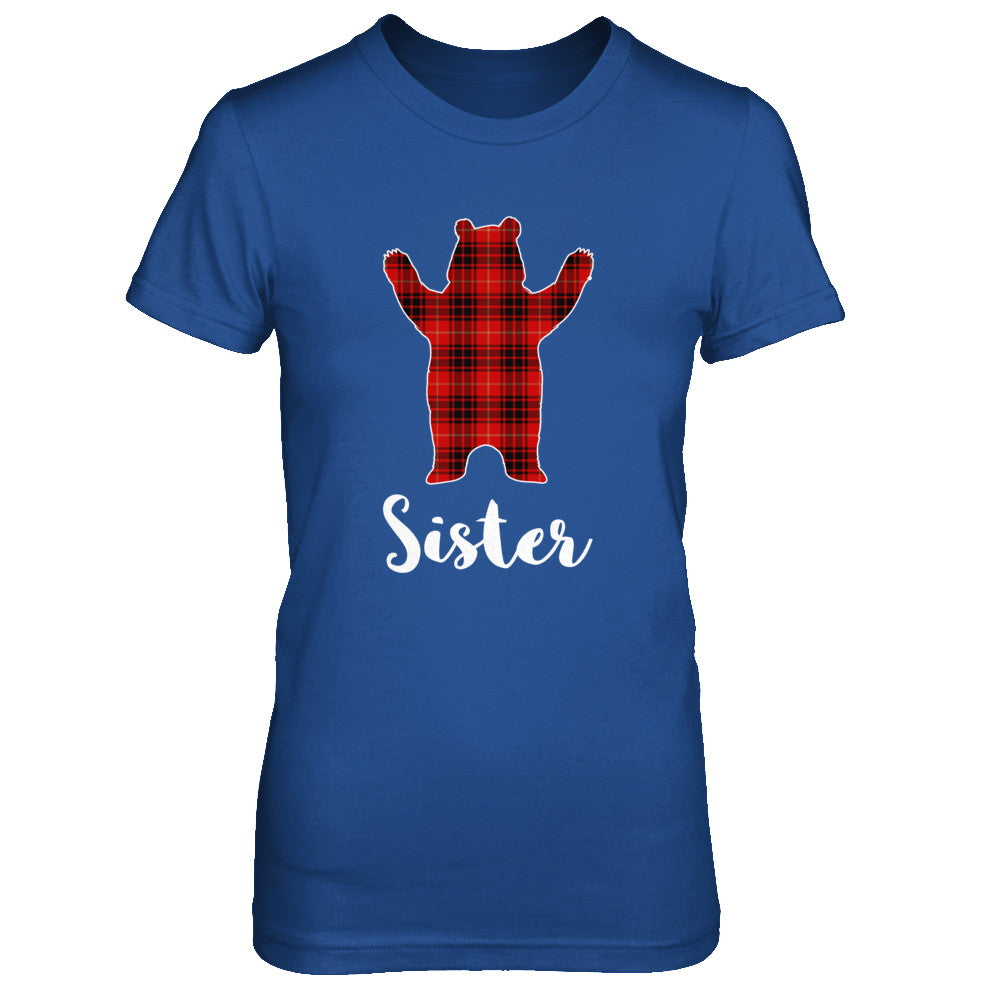Red Sister Bear Buffalo Plaid Family Christmas Pajamas T-Shirt & Sweatshirt | Teecentury.com