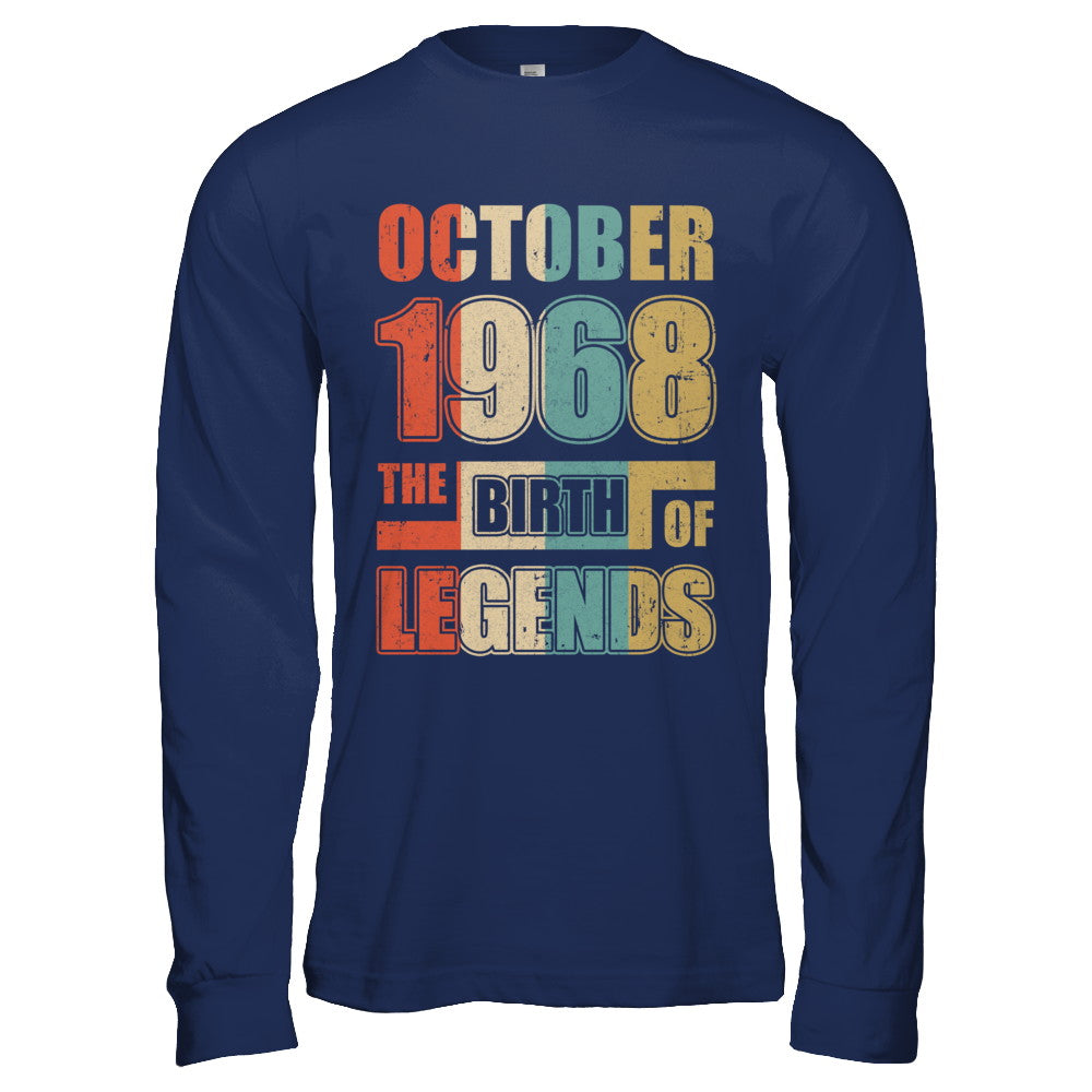 Vintage Retro October 1968 Birth Of Legends 54th Birthday T-Shirt & Hoodie | Teecentury.com