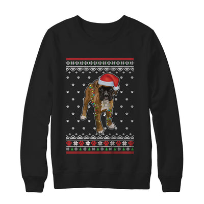 Boxer Christmas Ugly Sweater Lights Dog Xmas Gift T-Shirt & Sweatshirt | Teecentury.com