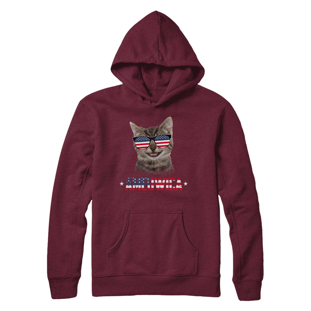 Ameowica 4Th Of July Party Meow Cat American Flag T-Shirt & Hoodie | Teecentury.com