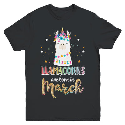 Llama Unicorn Llamacorns Born In March Birthday Gift Youth Youth Shirt | Teecentury.com