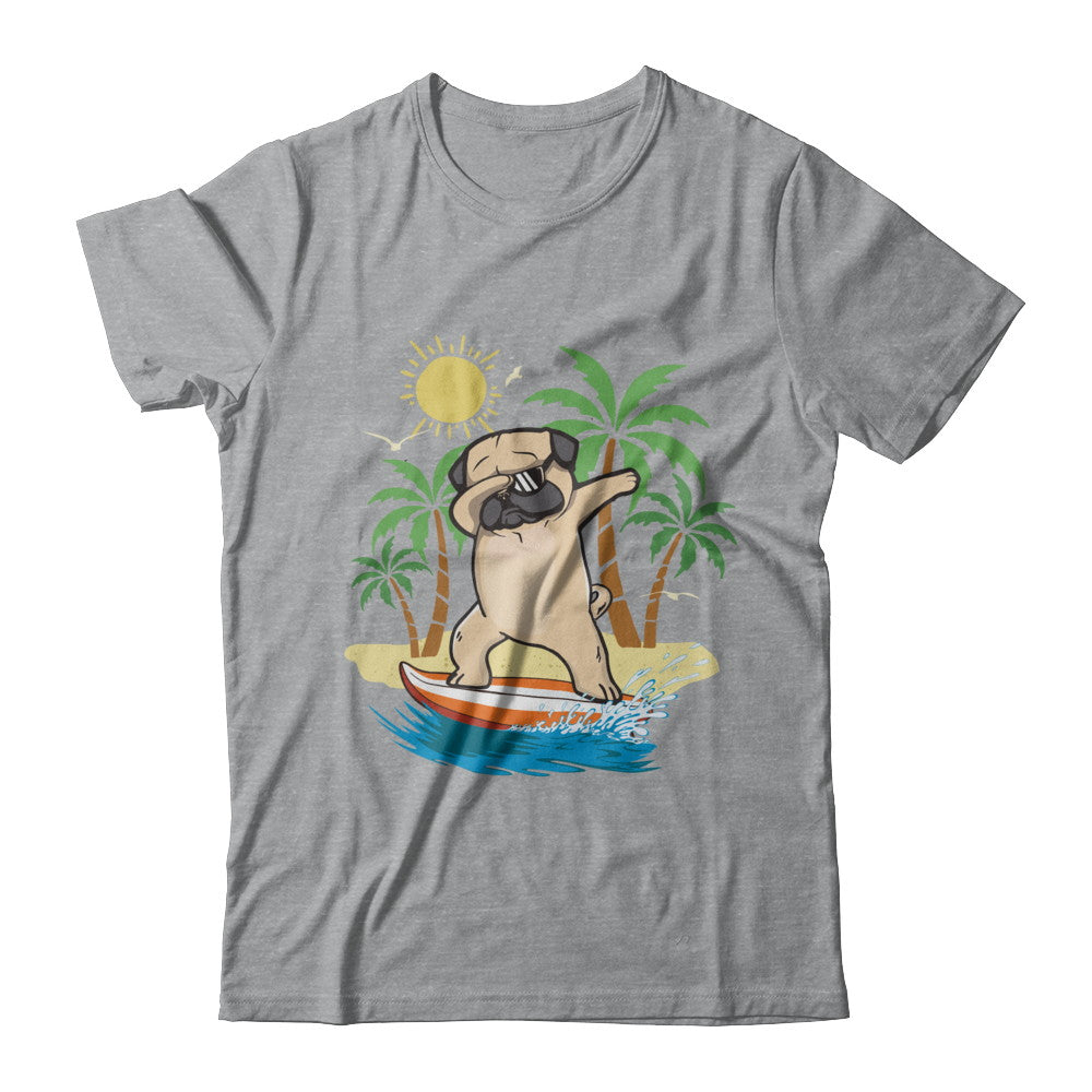 Summer Vacation Dabbing Pug Surfing Surfboard Gift T-Shirt & Hoodie | Teecentury.com
