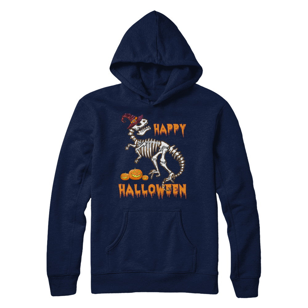 Funny Happy Halloween T-Rex Skeleton Dinosaur T-Shirt & Sweatshirt | Teecentury.com