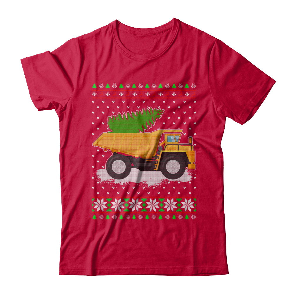 Yellow Dump Truck Trucker Ugly Christmas Sweater T-Shirt & Sweatshirt | Teecentury.com