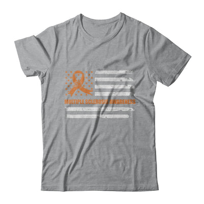 Orange Ribbon Multiple Sclerosis Awareness US Flag T-Shirt & Hoodie | Teecentury.com