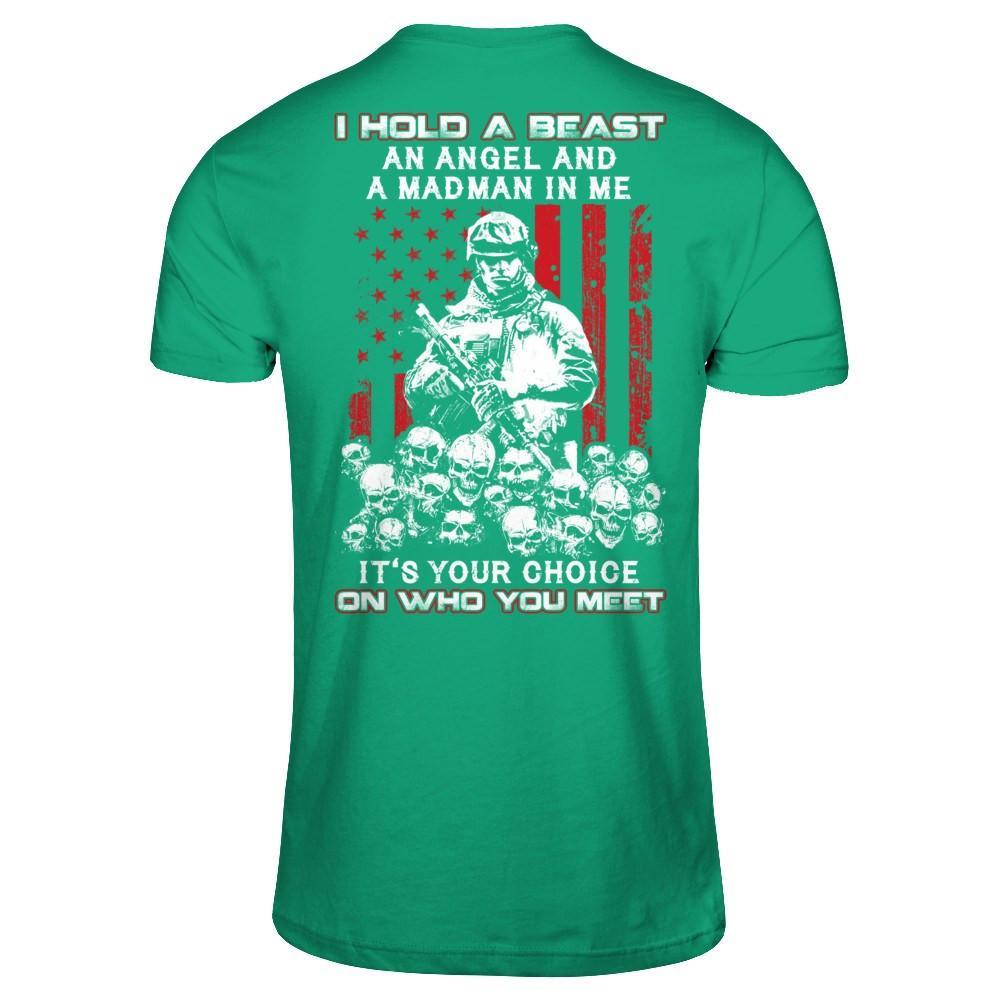 Veteran I Hold A Beast An Angel And A Madman In Me T-Shirt & Hoodie | Teecentury.com