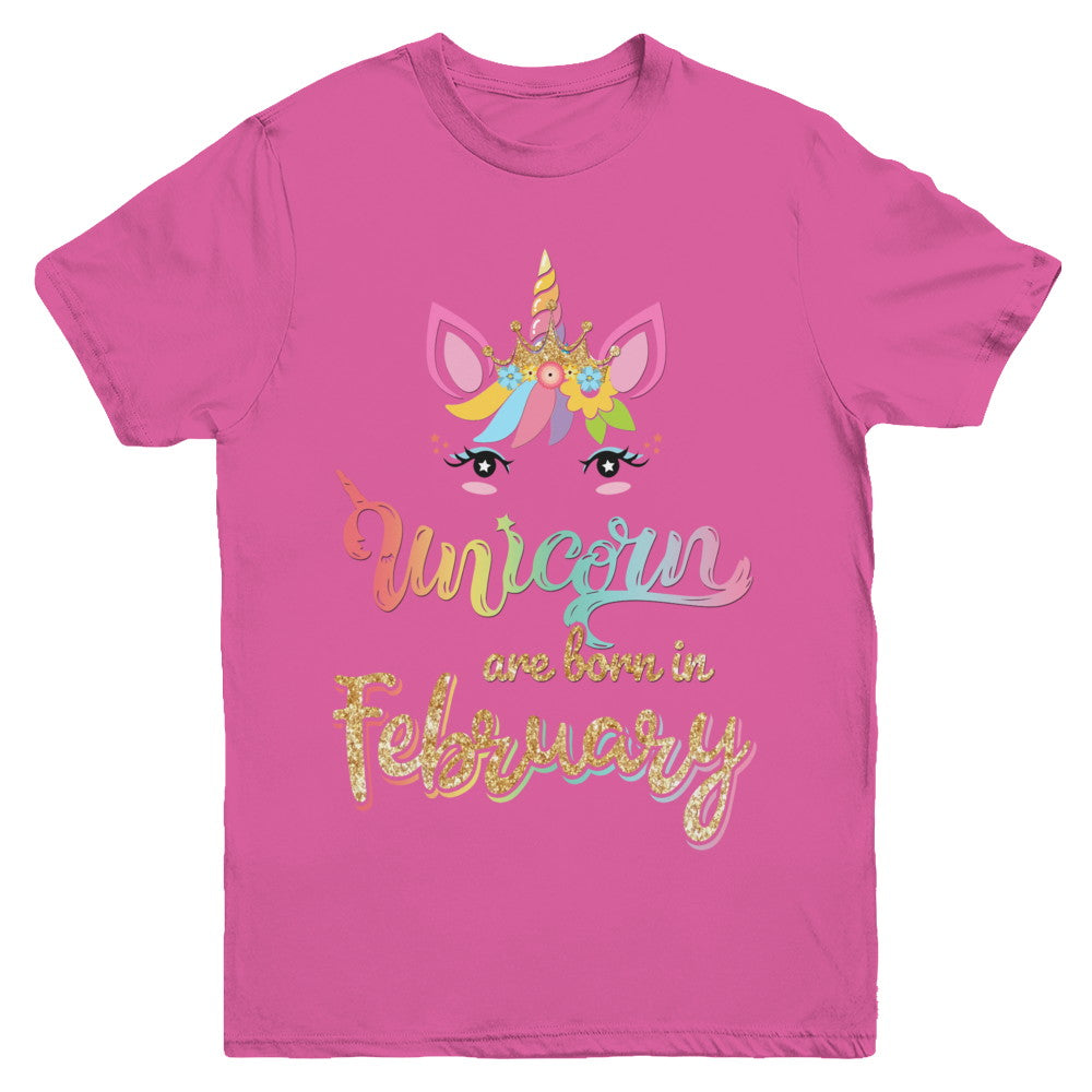 Cute Unicorns Are Born In February Birthday Gift Youth Youth Shirt | Teecentury.com