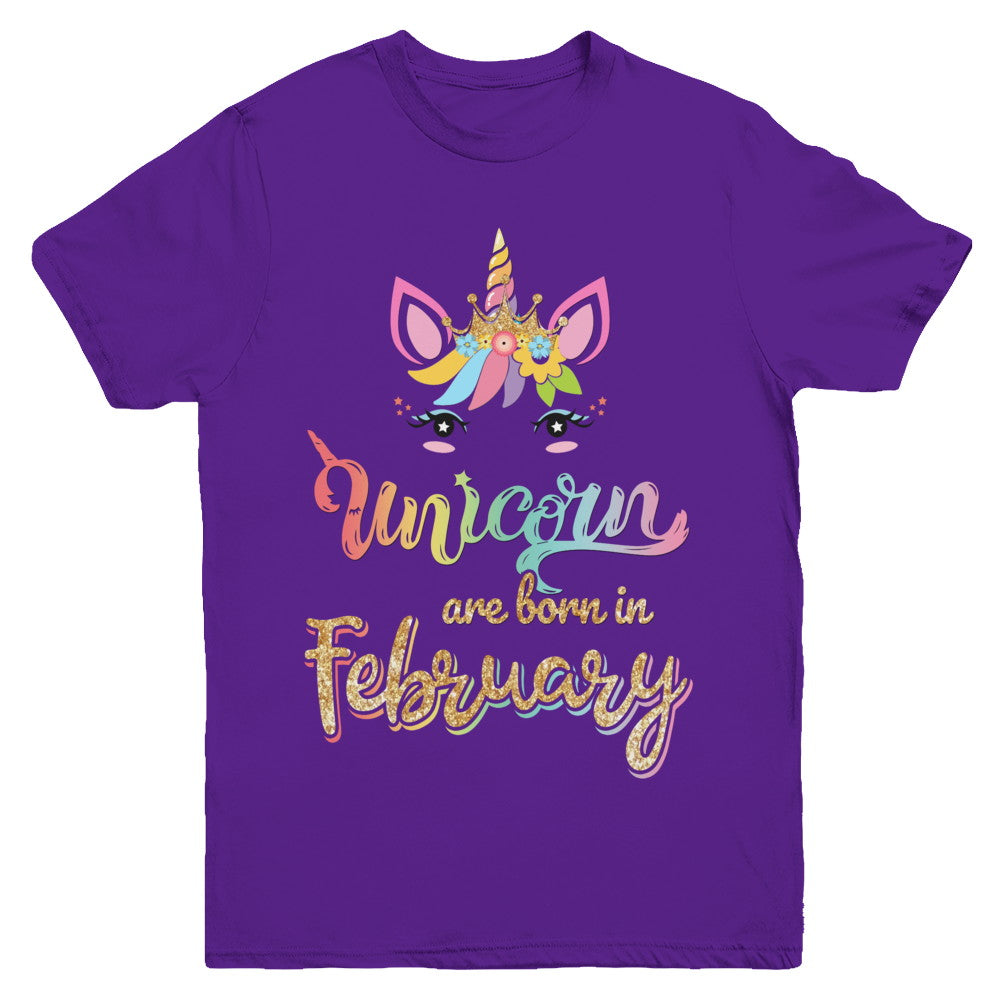 Cute Unicorns Are Born In February Birthday Gift Youth Youth Shirt | Teecentury.com