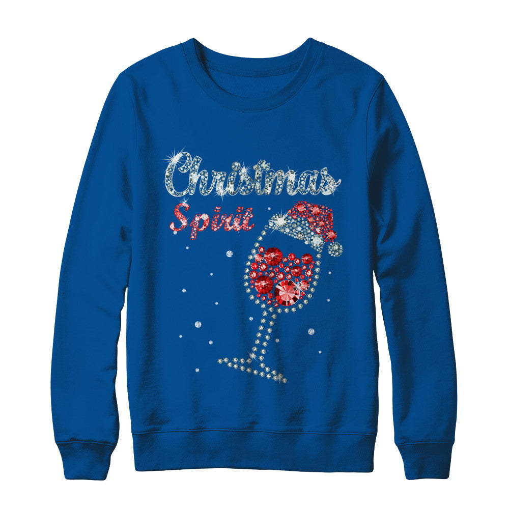 Diamond Christmas Spirit Santa Hat Wine Glass T-Shirt & Sweatshirt | Teecentury.com