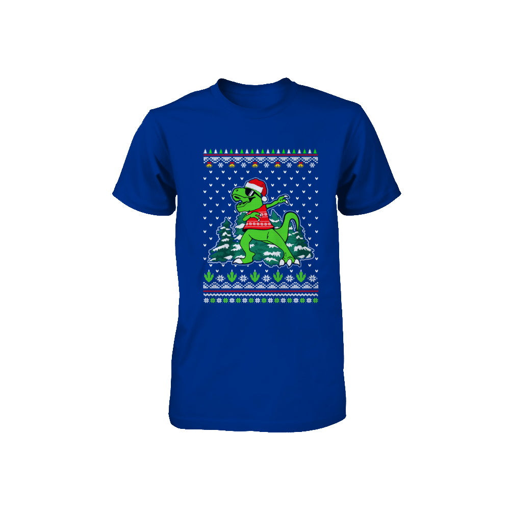 Funny Dab Dabbing Dinosaur Ugly Christmas Sweater Xmas Youth Youth Shirt | Teecentury.com
