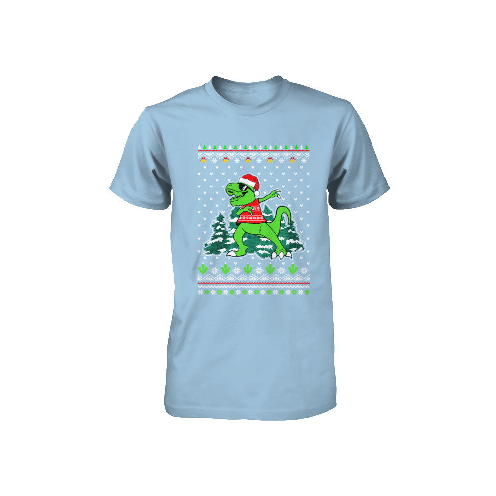 Funny Dab Dabbing Dinosaur Ugly Christmas Sweater Xmas Youth Youth Shirt | Teecentury.com