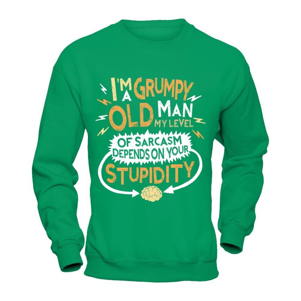 I'm A Grumpy Old Man My Level Of Sarcasm Grandpa Fathers Day T-Shirt & Hoodie | Teecentury.com
