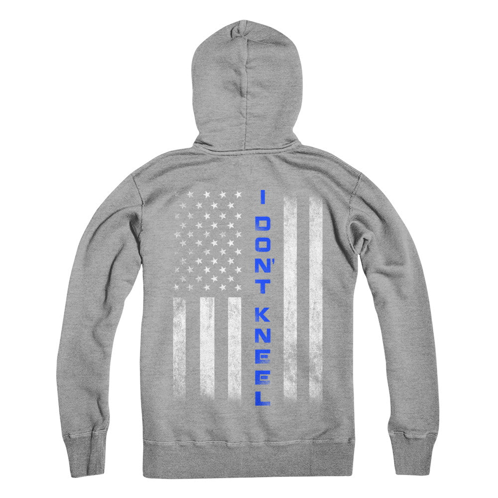 I Don't Kneel Thin Blue Line Flag Patriotic Police T-Shirt & Hoodie | Teecentury.com