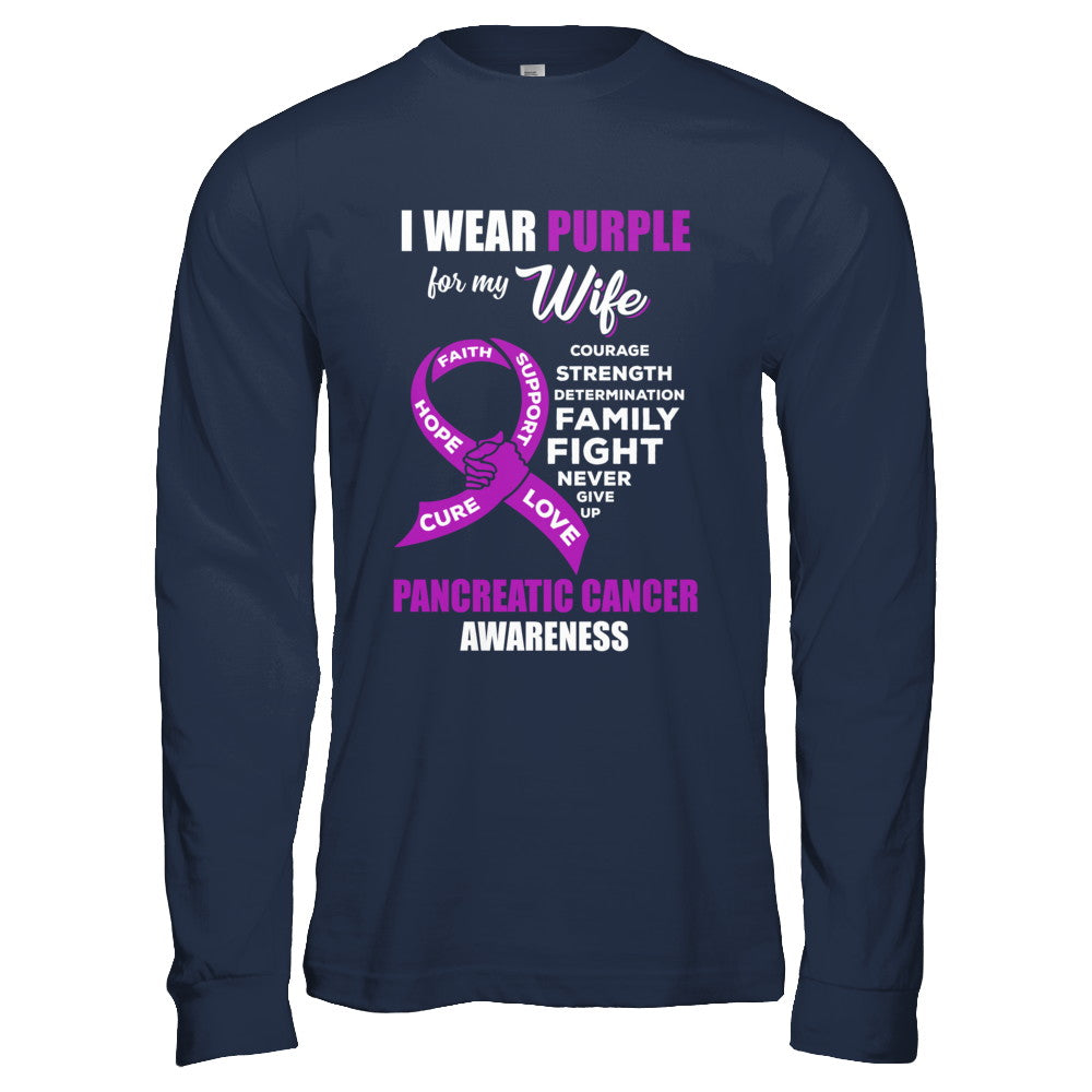 Pancreatic Cancer I Wear Purple For My Wife Husband T-Shirt & Hoodie | Teecentury.com