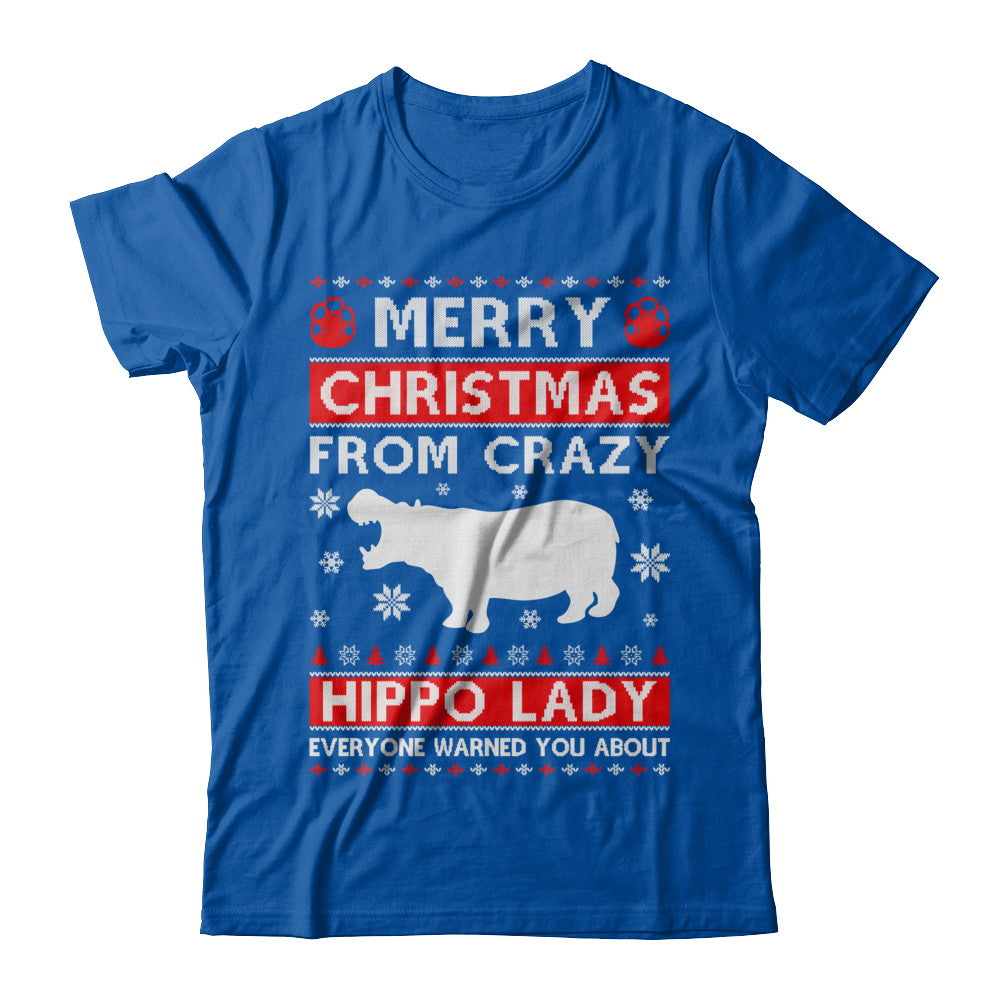 Merry Christmas From Crazy Hippo Lady Sweater T-Shirt & Sweatshirt | Teecentury.com