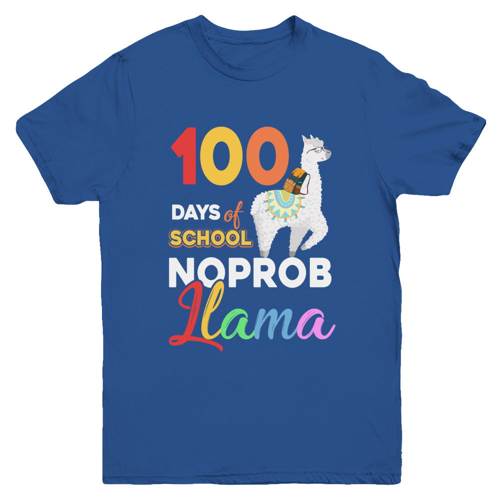 100 Days Of School Shirt Cute No Probllama Llama Youth Youth Shirt | Teecentury.com