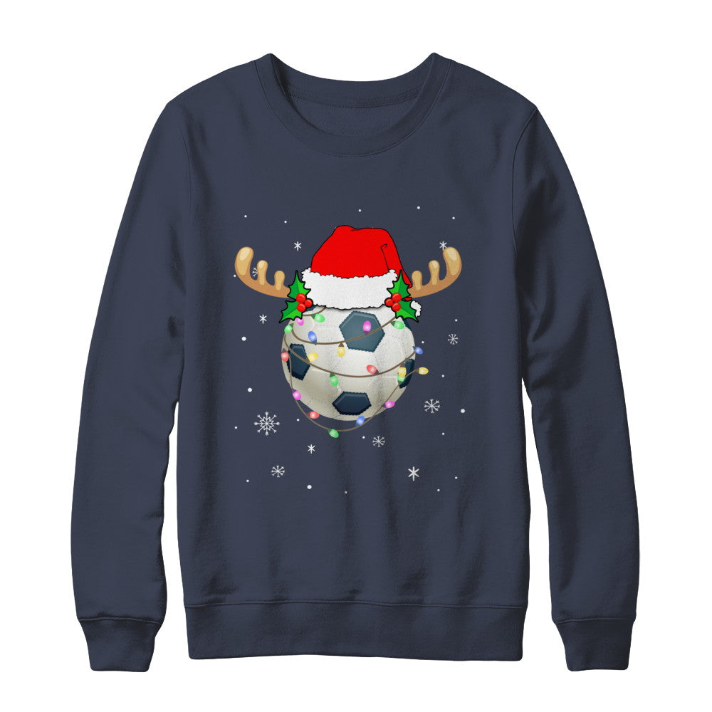 Santa Hat Soccer Reindeer Christmas Gifts T-Shirt & Sweatshirt | Teecentury.com