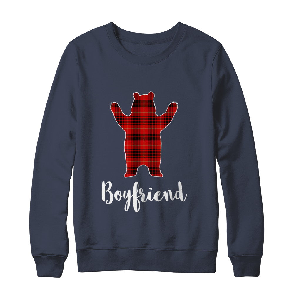 Red Boyfriend Bear Buffalo Plaid Family Christmas Pajamas T-Shirt & Sweatshirt | Teecentury.com