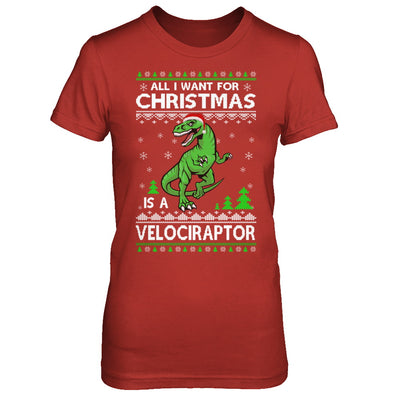 Funny Velociraptor Dinosaur Christmas Ugly Sweater T-Shirt & Sweatshirt | Teecentury.com