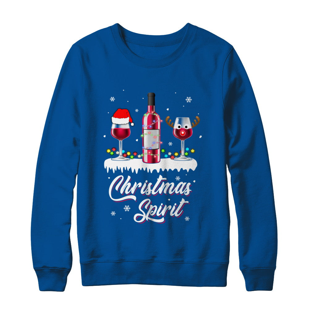 Christmas Spirits Santa Hat Wine Funny Christmas Gifts T-Shirt & Sweatshirt | Teecentury.com