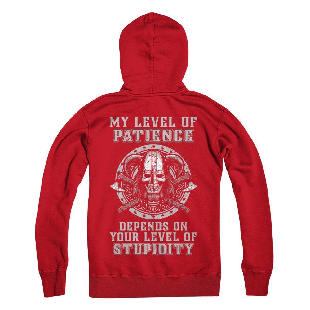 Viking Men My Level Of Patience Depends On Your Level Of Stupidity T-Shirt & Hoodie | Teecentury.com