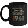 61th Birthday Gift 61 Years Old Legendary Since January 1961 Mug Coffee Mug | Teecentury.com