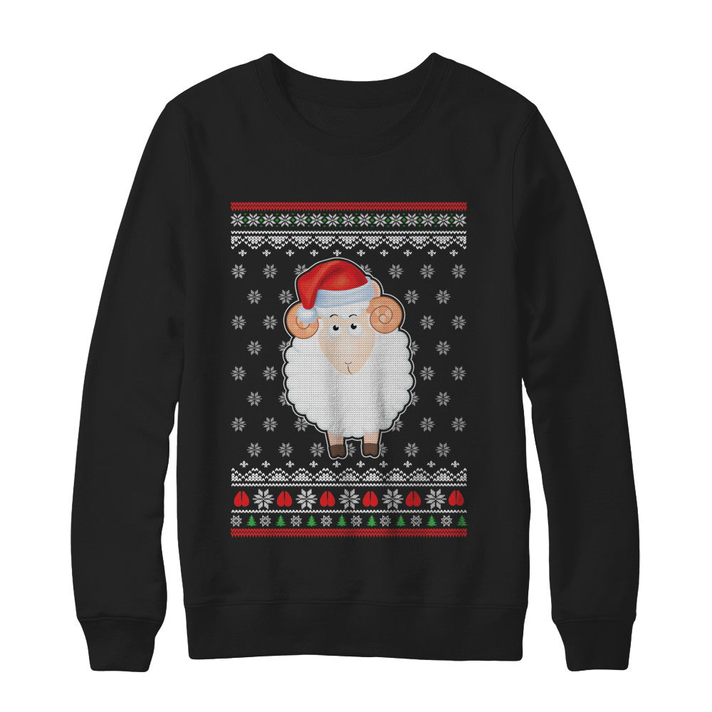 Pajamas Lamb Sheep Santa Hat Ugly Christmas Sweater T-Shirt & Sweatshirt | Teecentury.com