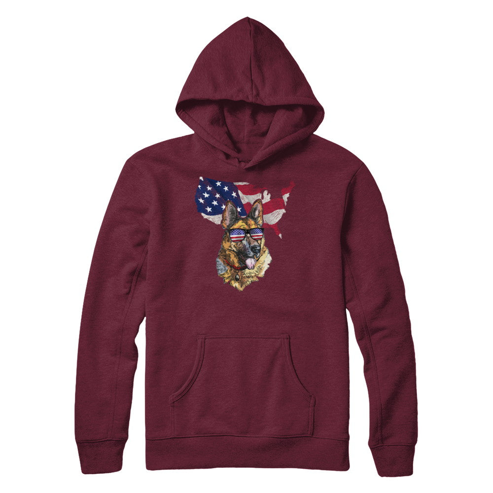 Funny Patriot German Shepherd Dog 4Th Of July American Flag T-Shirt & Hoodie | Teecentury.com