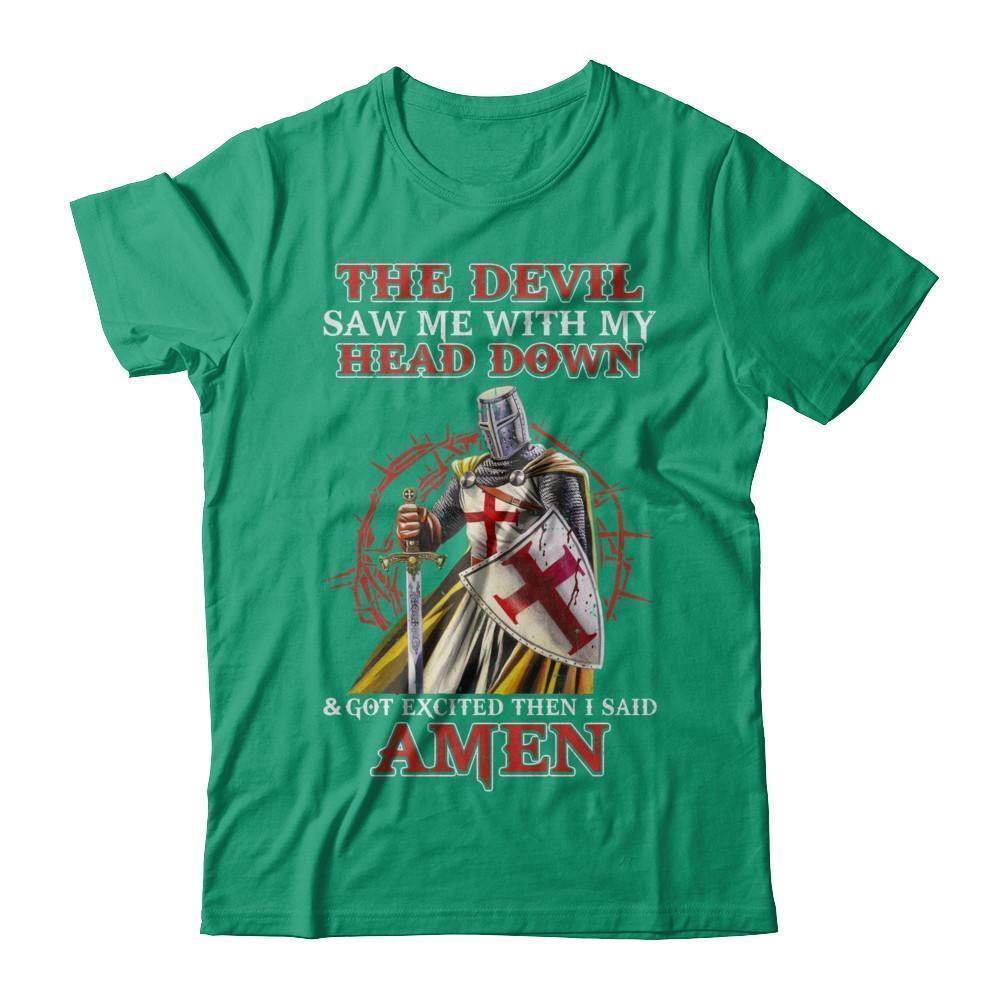 thumbnail image 2 of Knight Templar 'Devil Saw Me My Head Down Amen' Cross Warrior T-Shirt – Black 2 of 5