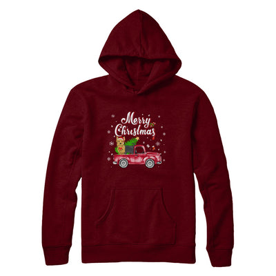Yorkie Rides Red Truck Christmas Pajama T-Shirt & Sweatshirt | Teecentury.com