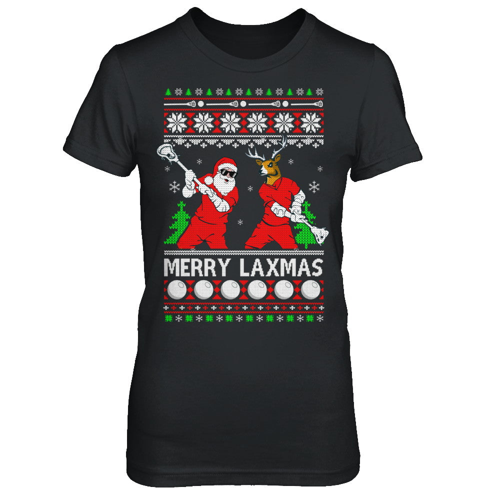 Lacrosse Santa Reindeer Merry Laxmas Ugly Christmas Sweater T-Shirt & Sweatshirt | Teecentury.com