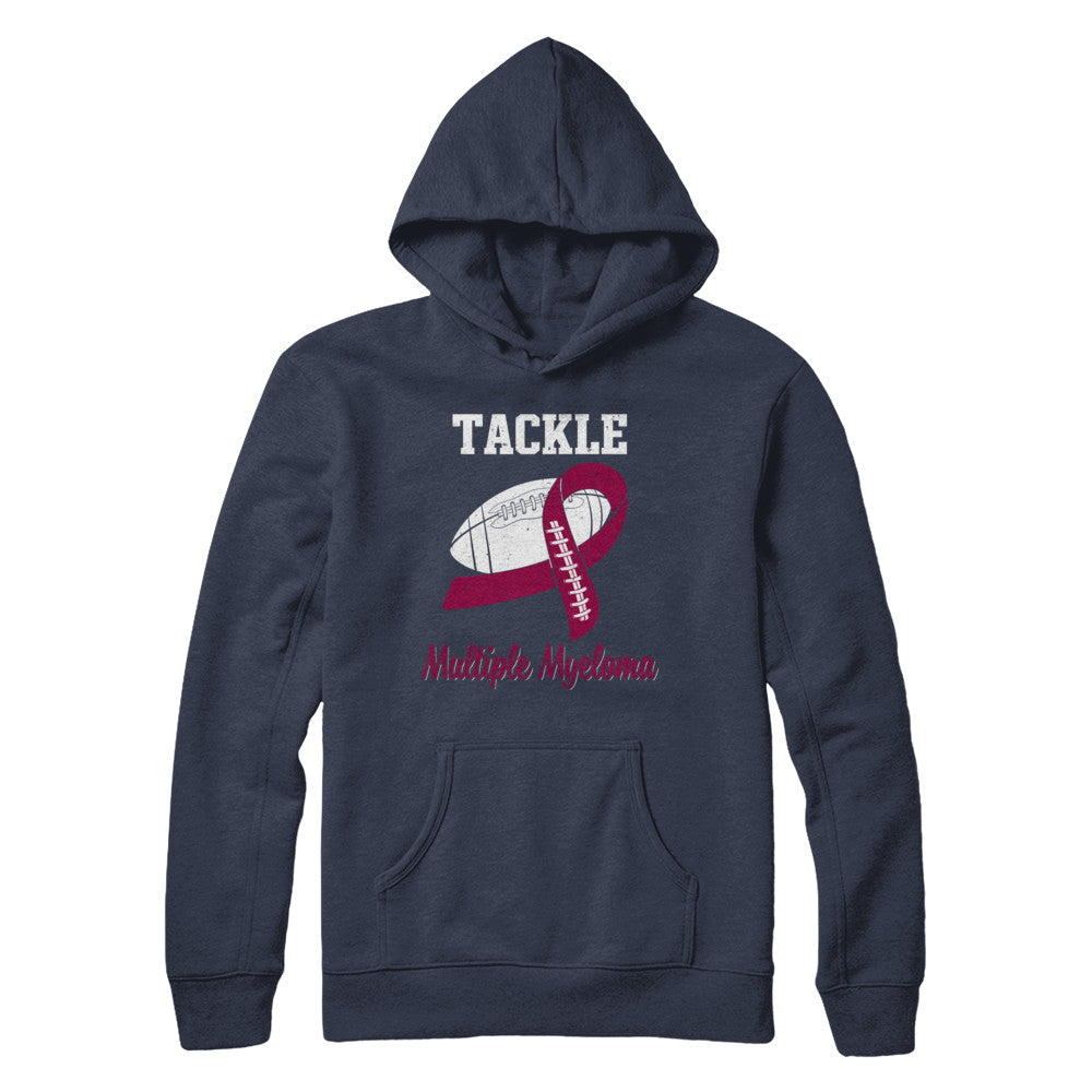 Football Survivor Tackle Burgundy Multiple Myeloma Awareness T-Shirt & Hoodie | Teecentury.com