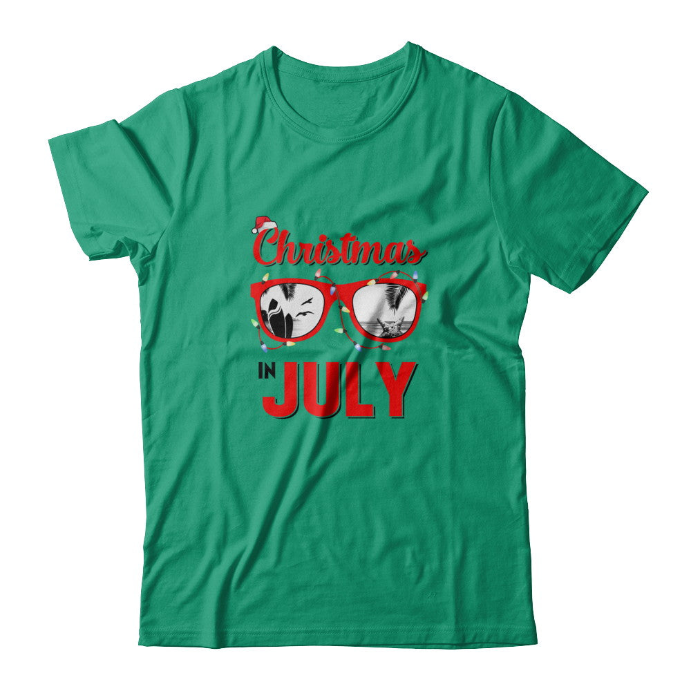 July In Christmas Santa Hat Sunglasses Summer Vacation T-Shirt & Tank Top | Teecentury.com