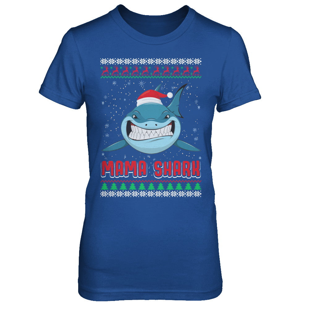 Mama Claus Shark Family Matching Christmas Ugly Sweater T-Shirt & Sweatshirt | Teecentury.com