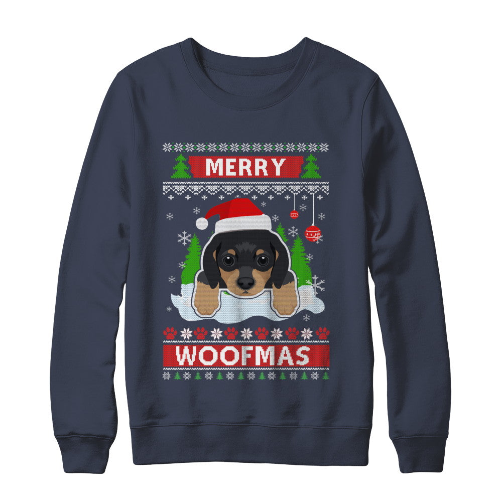 Dachshund Merry Woofmas Ugly Christmas Sweater T-Shirt & Sweatshirt | Teecentury.com