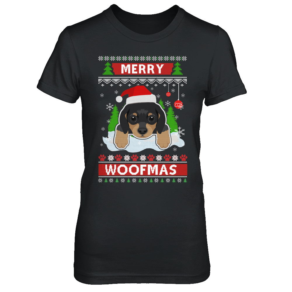 Dachshund Merry Woofmas Ugly Christmas Sweater T-Shirt & Sweatshirt | Teecentury.com