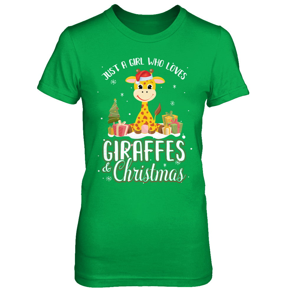 Just A Girl Who Loves Giraffes And Christmas T-Shirt & Sweatshirt | Teecentury.com