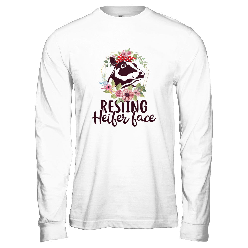 Funny Farmer Women Girl Cow Resting Heifer Face T-Shirt & Tank Top | Teecentury.com